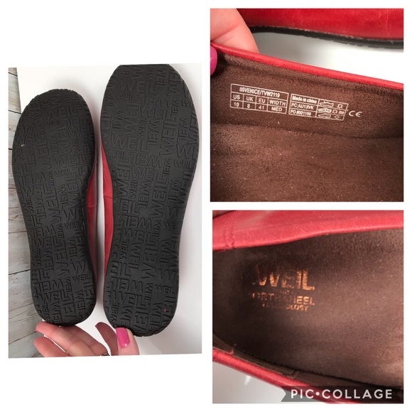 A. Weil sz 10 red leather loafers with bow EUC - Picture 8 of 8